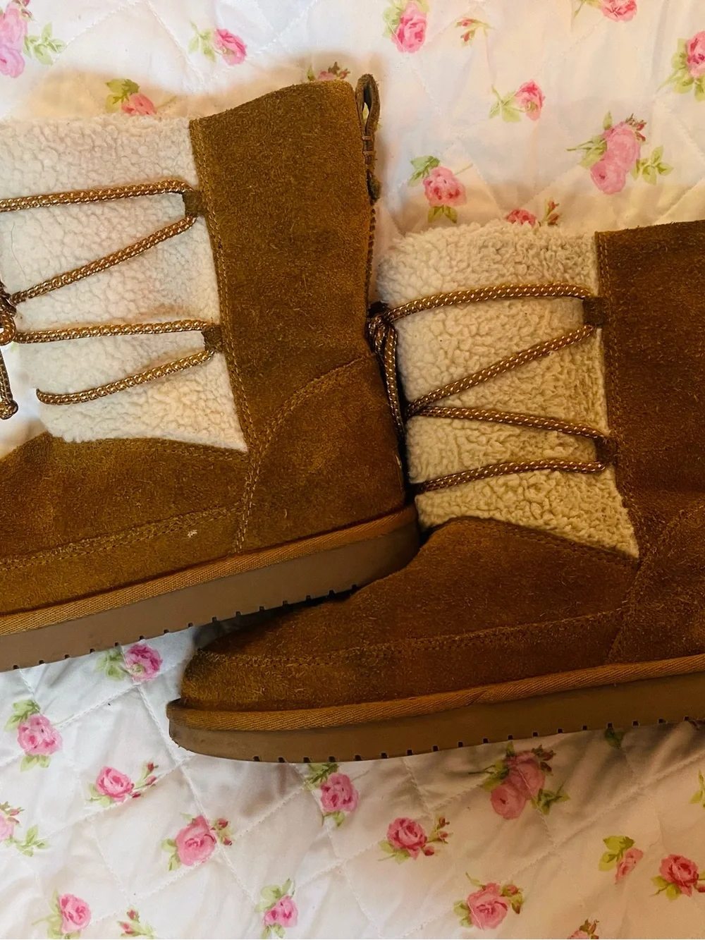 Koolaburra Kids Tan Suede Pull-On Cozy Boots